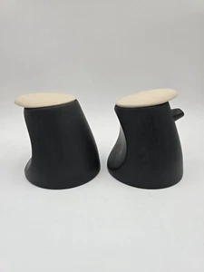 Post Modern Goyer Bonneau Matte Black White Sugar and Creamer SIGNED - Picture 1 of 13
