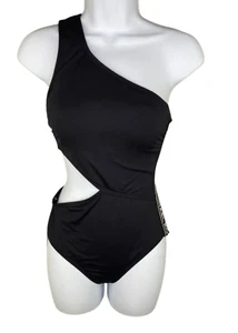 Traje de baño Michael Kors Signature de una pieza talla 6 crucero de un hombro 2020 negro - Imagen 1 de 8