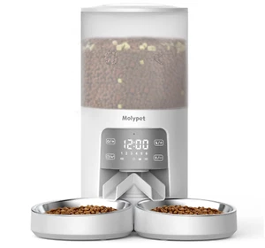 Molypet Automatic Cat Feeders for 2 Cats - 6L Cat Food Dispenser w/ Double Bowl - Bild 1 von 5