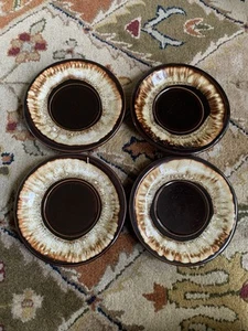 Pfaltzgraff Drip Glaze Salad Dessert Plates Brown 6.75” P3 VTG (4) USA Heavy - Picture 1 of 11
