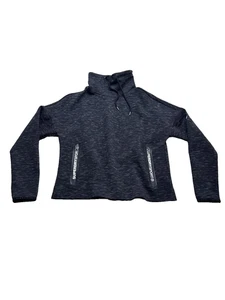 Superdry Sport Pullover Womens Small Black Gray Funnel Neck Zip Pockets Athletic - Picture 1 of 10