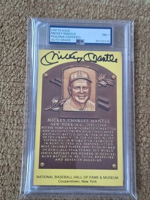 Tarjeta postal de béisbol autografiada firmada por Mickey Mantle Yankees de la corte PSA NM7 Foto 1 de 4