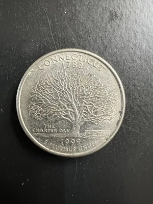 1999 D Connecticut State Quarter Cent Coin From US Mint 25 Cent 1788 Charter Oak - Image 1 of 2