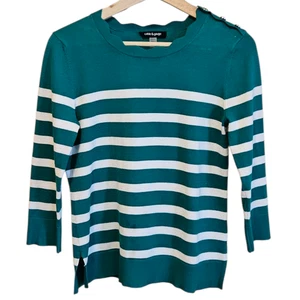Suéter a Rayas Cable & Gauge Verde Blanco Para Mujer Pequeño - Imagen 1 de 7