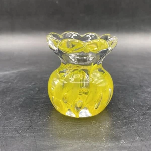 Joe Zimmerman Art Glass Yellow Toothpick Holder Mini Vase Hand blown Signed 1978 - Picture 1 of 8