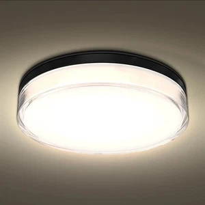 Luxrite Slim 7" LED Flush Mount Outdoor Light 15W 1000LM 5CCT IP65 - Black - Picture 1 of 7