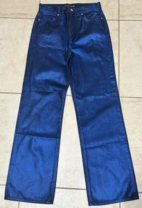 Pantalones de mezclilla Veronica Beard Dylan largos rectos tiro alto talla 27 azul marino  - Imagen 1 de 7