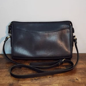 Vintage Hunt Club Leder Umhängetasche Schultertasche schwarz Satteltasche - Bild 1 von 13