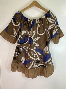 Terzo Millennio Damen Gr. S Leinen Rüschensaum Tunika Top Made in Italy - Bild 1 von 4