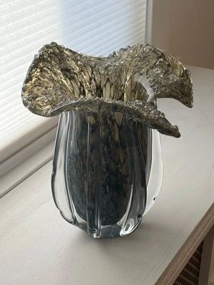John-Richard Collection Grey Handblown Eruption Vase II - Image 1 of 3