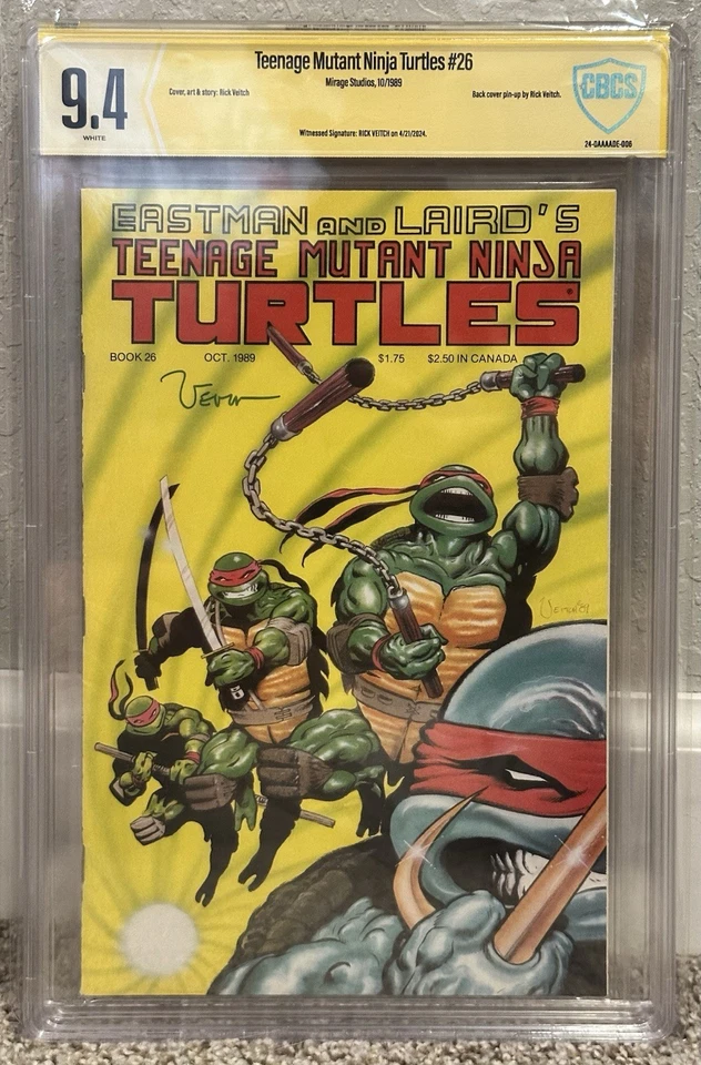 Teenage Mutant Ninja Turtles 26 CBCS 9.4 1989  Signed by Rick Veitch TMNT Mirage - Image 1 of 1