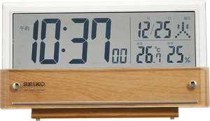 SEIKO Alarm Clock SQ782B Temperature / Humidity See-through LCD Wood Grain Japan - Picture 1 of 4