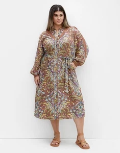 City Chic BNWT Mysteria Midi Dress Size XL Brown Floral Long Sleeve Linen Blend - Picture 1 of 21