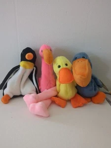 Beanie Babies Bird Bundle Waddle, Pinky, Quackers, And Scoop - Picture 1 of 13