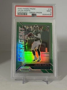 2020 Prizm Jalen Hurts Rookie Emergent Green Prizm RC #12 PSA 9 MINT - Picture 1 of 7