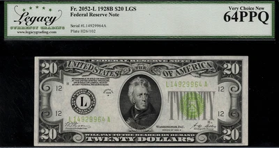 1928B $20 Federal Reserve Note San Francisco FR.2052-L - LGS - Legacy 64PPQ - Image 1 of 2