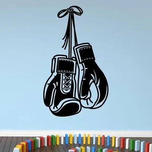 Hung Up Boxing Gloves Wall Sticker Decal Sports Gym Exercise Silhouette Vinyl UK - Picture 1 of 36