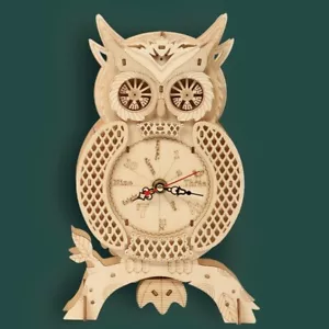 DIY Owl Clock Wooden Puzzle Fun Handcrafted Home Decor - Picture 1 of 6
