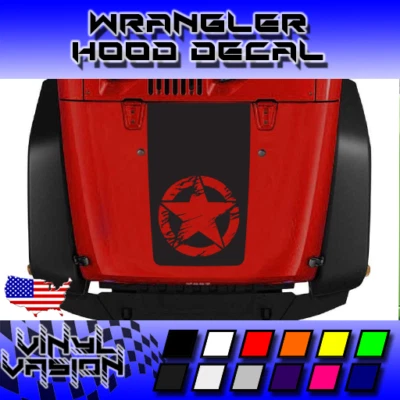 Hood Distressed Star for Jeep Wrangler JK TJ YJ Vinyl Decal Sticker Foto 1 de 3