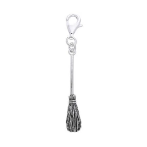 Sterling Silver Broomstick Enchanting Wicca Symbol Clip on Charm - Picture 1 of 2