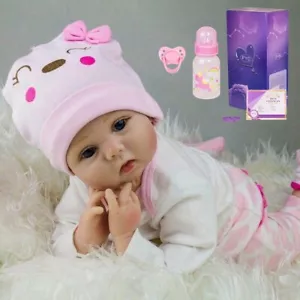 22" Lifelike Reborn Baby Dolls Vinyl Silicone Newborn Toddler Girl Doll Gift Toy - Picture 1 of 7