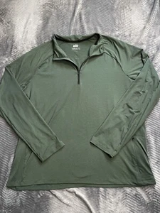 REI Shirt XXL Mens Active Pursuits 2.0 1/4 Zip Pullover Long Sleeve Green - Picture 1 of 9