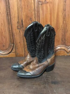 Vintage Kinder Jungen Leder Cowboy Western Doppel AA Stiefel Display Jungen Größe 10  - Bild 1 von 8