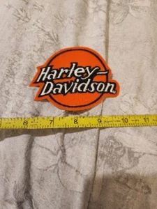 Harley Davidson Orange And Black Motorcycle Patch Vintage Style Retro Hat Cap - Picture 1 of 2