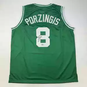 Autographed/Signed Kristaps Porzingis Boston Green Basketball Jersey JSA COA - Picture 1 of 4