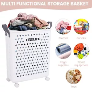 45L Collapsible Laundry Hamper Foldable Rolling Laundry Basket with Wheels - Picture 1 of 7
