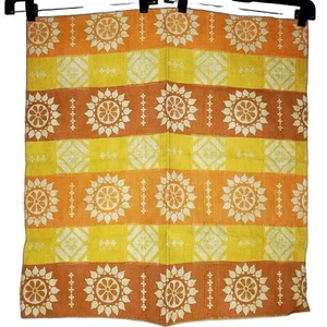 Floral Sunflower Upholstery Fabric Squares Tablecloth Pillow Yellow Orange 2pc - Picture 1 of 3