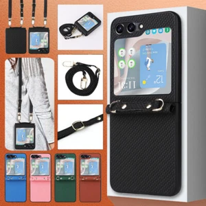 Coque Etui Antichoc Pour Samsung Z Flip5 Flip4 Flip3 Cuir Cordon Dur Case Cover - Zdjęcie 1 z 15