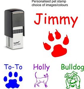 personalised pet name rubber stamp dog cat paw print 18mm fun christmas cards