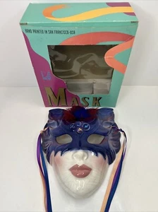 Cat Clay Mask Clay Art San Francisco Hand Painted 90’s Art In Box - Picture 1 of 17