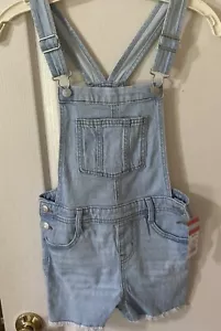 Cat & Jack Girls Jean Shortalls Denim Overall Shorts Size Medium 7/8 NWT - Picture 1 of 12