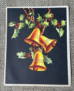 Tarjeta de Navidad Hawthorne House Bells Holly 1940 1950 diario basura - Imagen 1 de 5