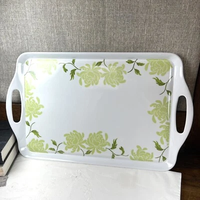 New Corelle Chrysanthemum Mum Melamine Handled Hostess Serving Tray 19” - Image 1 of 4