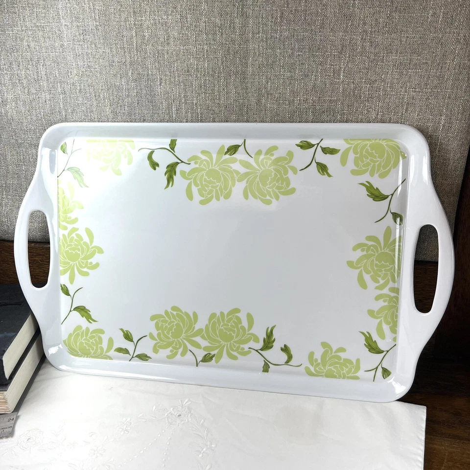 New Corelle Chrysanthemum Mum Melamine Handled Hostess Serving Tray 19” - Image 1 of 4