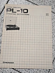 PIONEER PL 10 Stereo Turntable  ISTRUZIONI  in inglese (+ 2 pagine in italiano) - Foto 1 di 4