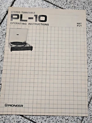 PIONEER PL 10 Stereo Turntable  ISTRUZIONI  in inglese (+ 2 pagine in italiano) - Immagine 1 di 4