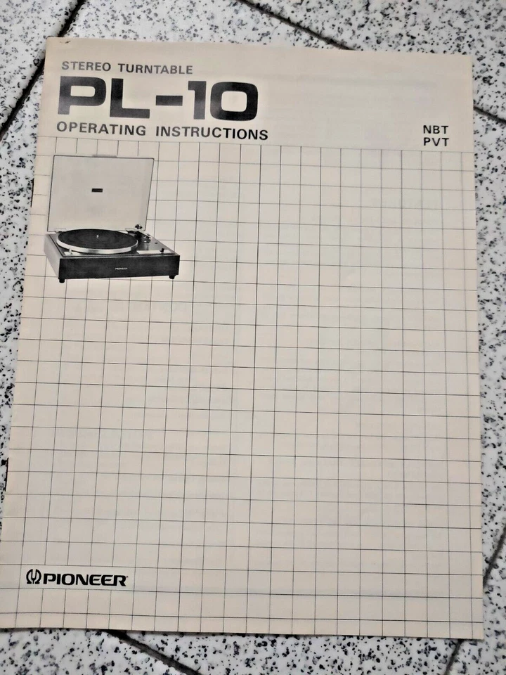PIONEER PL 10 Stereo Turntable  ISTRUZIONI  in inglese (+ 2 pagine in italiano) - Immagine 1 di 4