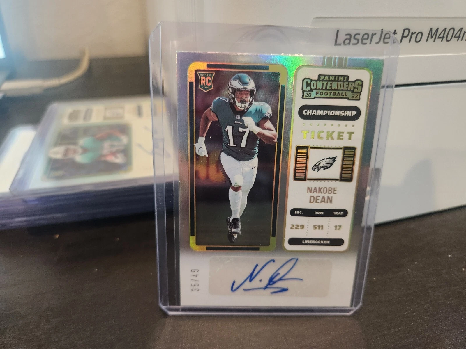 2022 Panini Contenders Nakobe Dean Rookie Championship Ticket Eagles Auto /49 RC