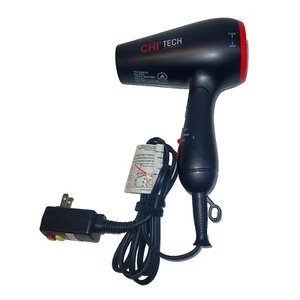 CHI Tech Travel Hair Dryer GF-8230 Black 1400W Dual Voltage Blue Light Foldable - Picture 1 of 11