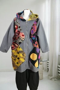 Abrigo chaqueta look capas Boucle EG 48 50 52 54 56 capucha forrada gris - Imagen 1 de 5