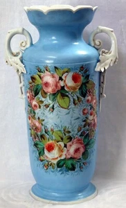 Jarrón de porcelana grande antiguo francés del París antiguo pintado a mano 18"" x 10"" 1850-1899 - Imagen 1 de 7