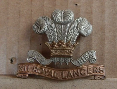 12th Royal Lancers Cap Badge Well Made Reproduction 3 lugs  - Image 1 of 4