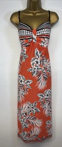 Kaleidoscope Dress Black Coral Floral Panel Stretchy Strappy Slip Midi UK 16/18 - Picture 1 of 10