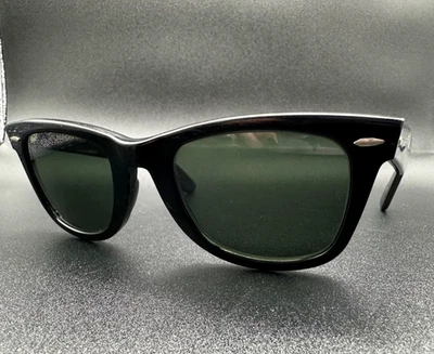 Ray Ban Wayfarer Sunglasses L2008 USAS B&L 5022 USA Black 1980s Vintage - Image 1 of 4