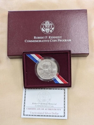 1998 S ROBERT F. KENNEDY UNCIRCULATED COMMEMORATIVE SILVER DOLLAR W/ OGP & COA - Image 1 of 2