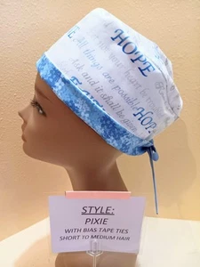 Sombrero/Gorra quirúrgica Love/Peace Pascua Pixie calavera para mujer hecha a mano - Imagen 1 de 9